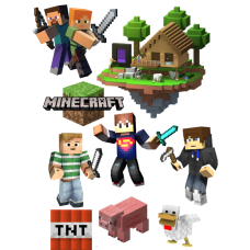 80535Mzu Minecraft personaje cu logo imagine comestibila din zahar 20x15cm